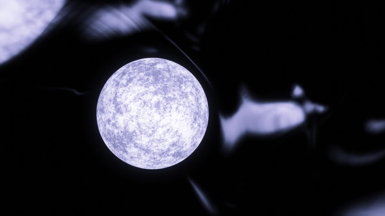 어두운 별빛 하늘에서 파란 달의 클로즈업