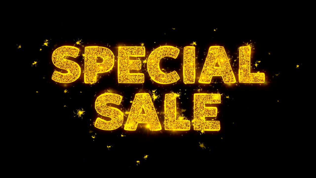 특별 판매 텍스트는 검은 바탕에 입자를 불꽃으로 만니다.