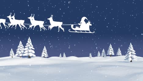 Santa-Claus-in-sleigh-pulled-by-reindeers