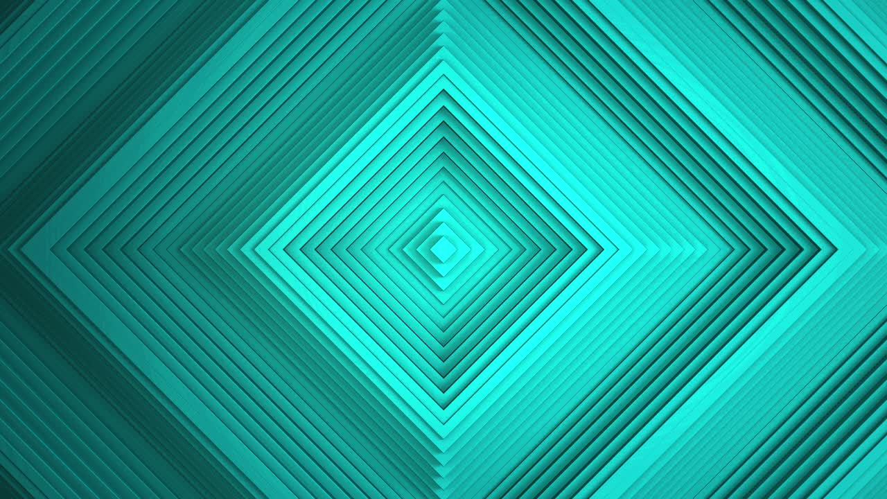 Sequential movement of the turquoise square rings. The concept of wave and motion. Minimalistic 3d business background. A game of shadows. The pattern