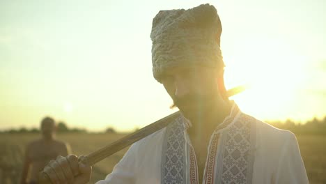 warrior's fearsome gaze. ukrainian cossack looks far 04