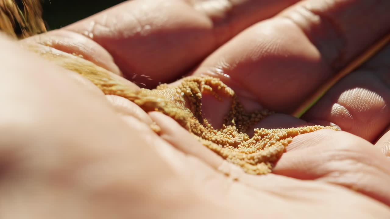 Hand holding small seeds