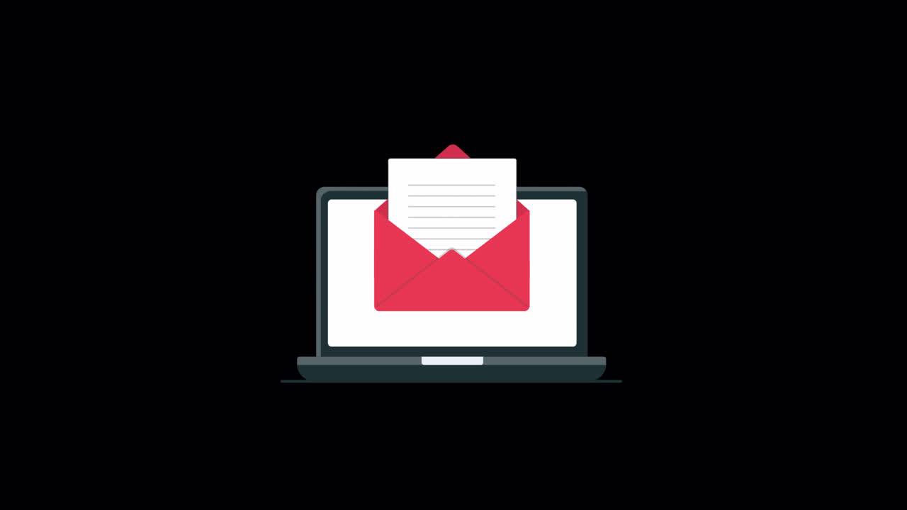 Animated Email Message Appearing on Laptop Screen