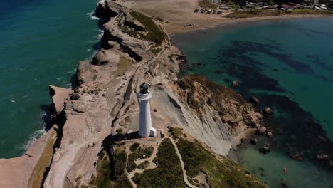 aerial pull back of popular new zealand scenic spot