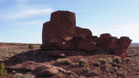 parallax drone shot of wukoki pueblo ruins