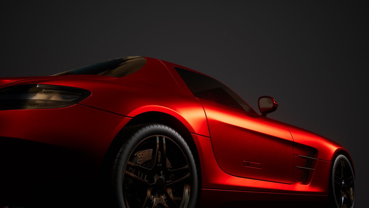 coche deportivo de lujo en un estudio oscuro con luces brillantes