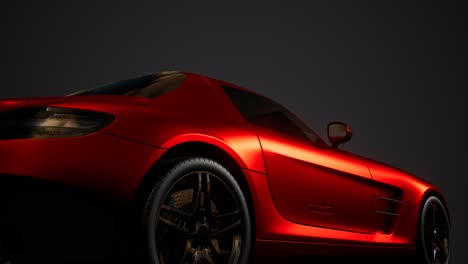 luxury sport car in dark studio with bright lights