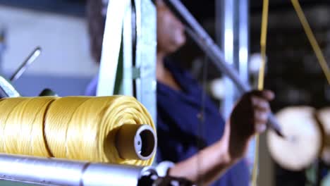 Worker-working-in-rope-making-industry-4k