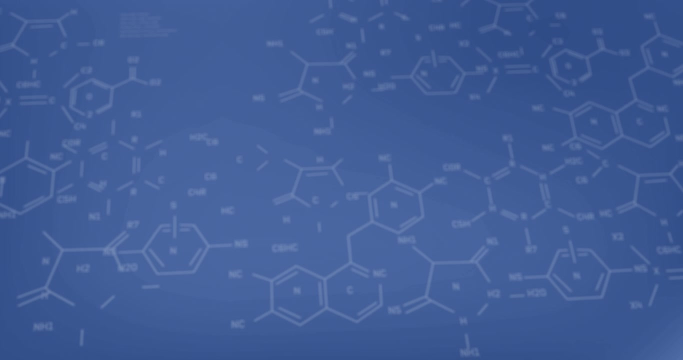 Animation of scientific data processing over blue background