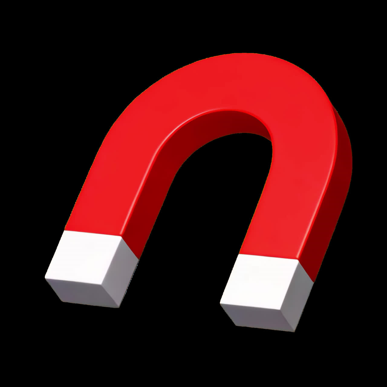 Red horseshoe magnet illustration animation isolated asset, transparent 4K video, alpha channel