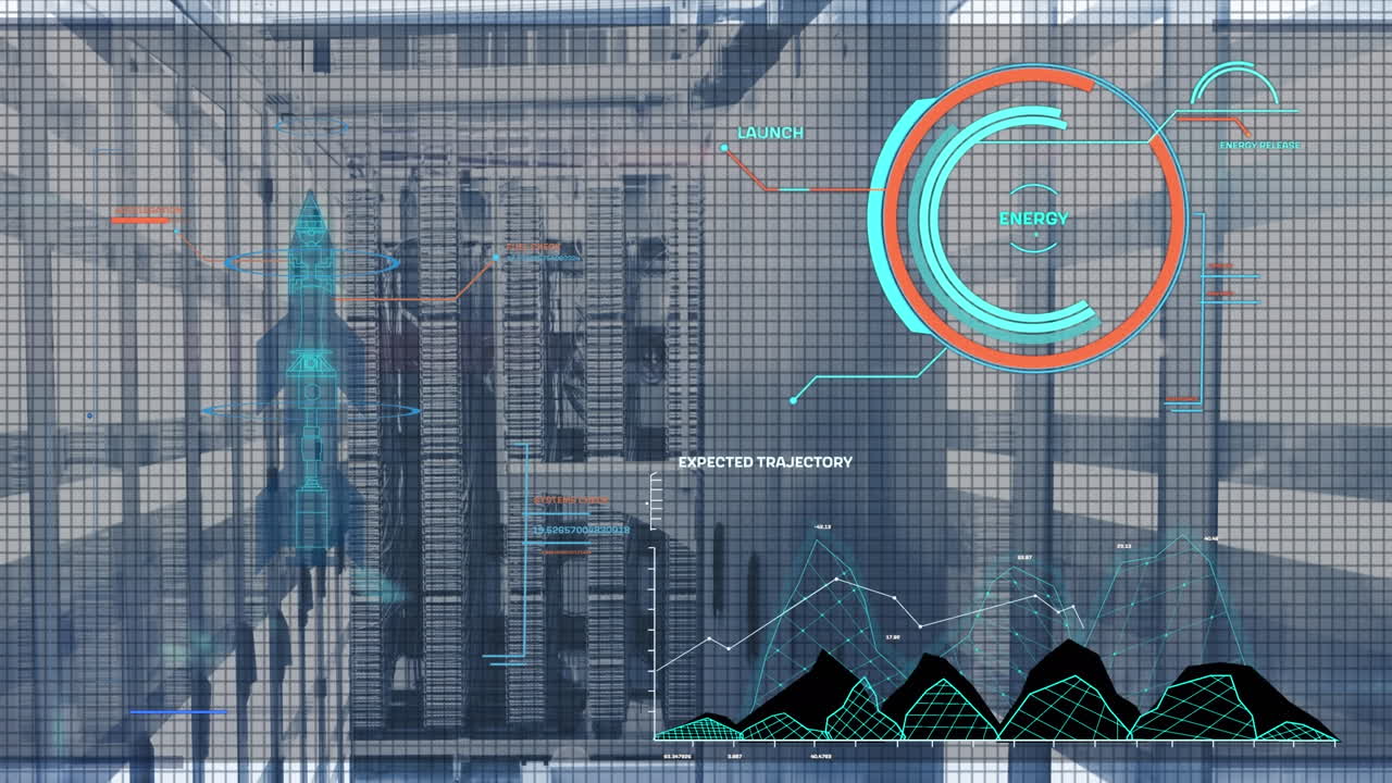 Animation of data processing over server room