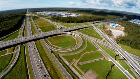 aerial view. highway road junction. st. petersburg ring road. 4k.