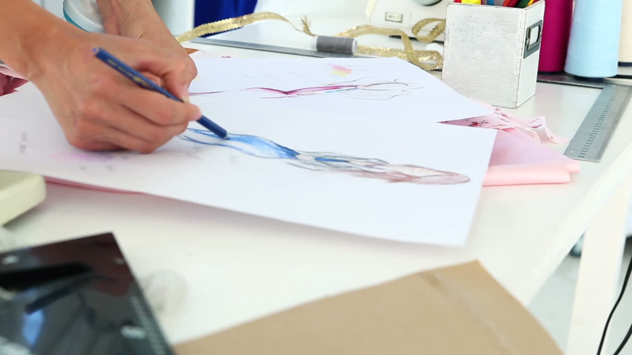 Fashion designer sketching a dress design