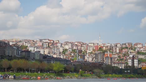 istanbul cityscape with river and park