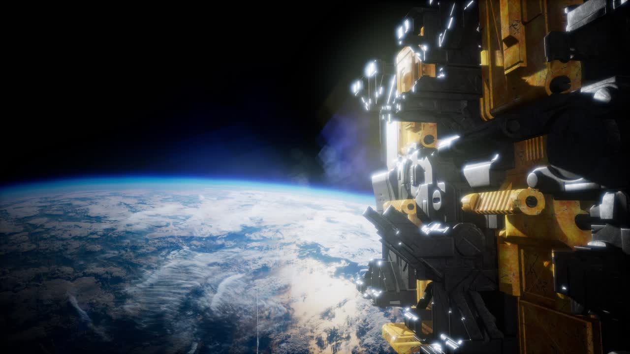 Spaceships in space 3D rendering