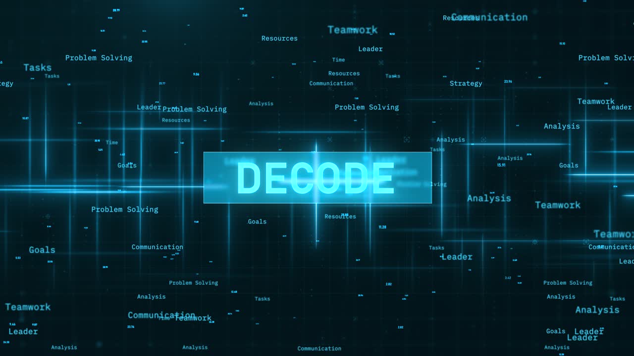 Animated Decode Text Over Tech Background Cyber Tech HUD Reveal