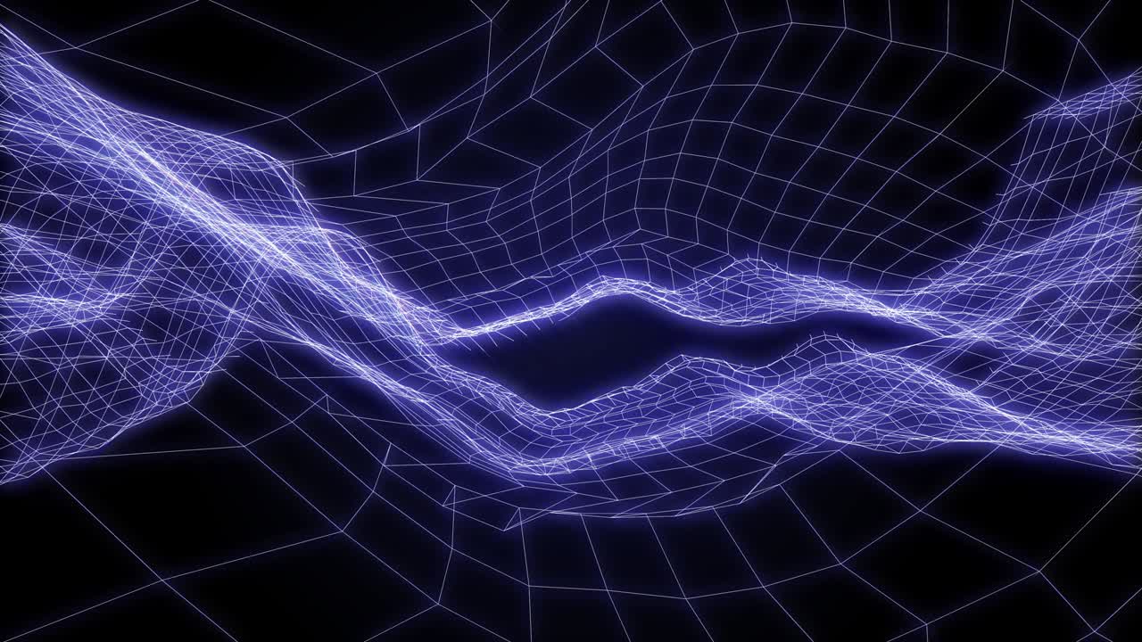 Technology futuristic wireframe landscape moving forward through design element