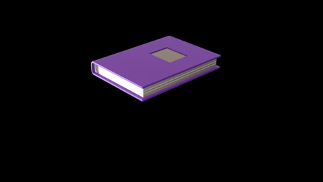 animation of purple book over black background