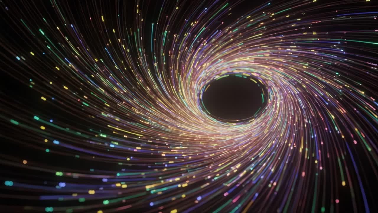 A Vibrant Dance of Light: Captivating Swirls of Color Forming a Dynamic, Hypnotic Vortex in a Darkened Space, Celebrating Movement and Energy