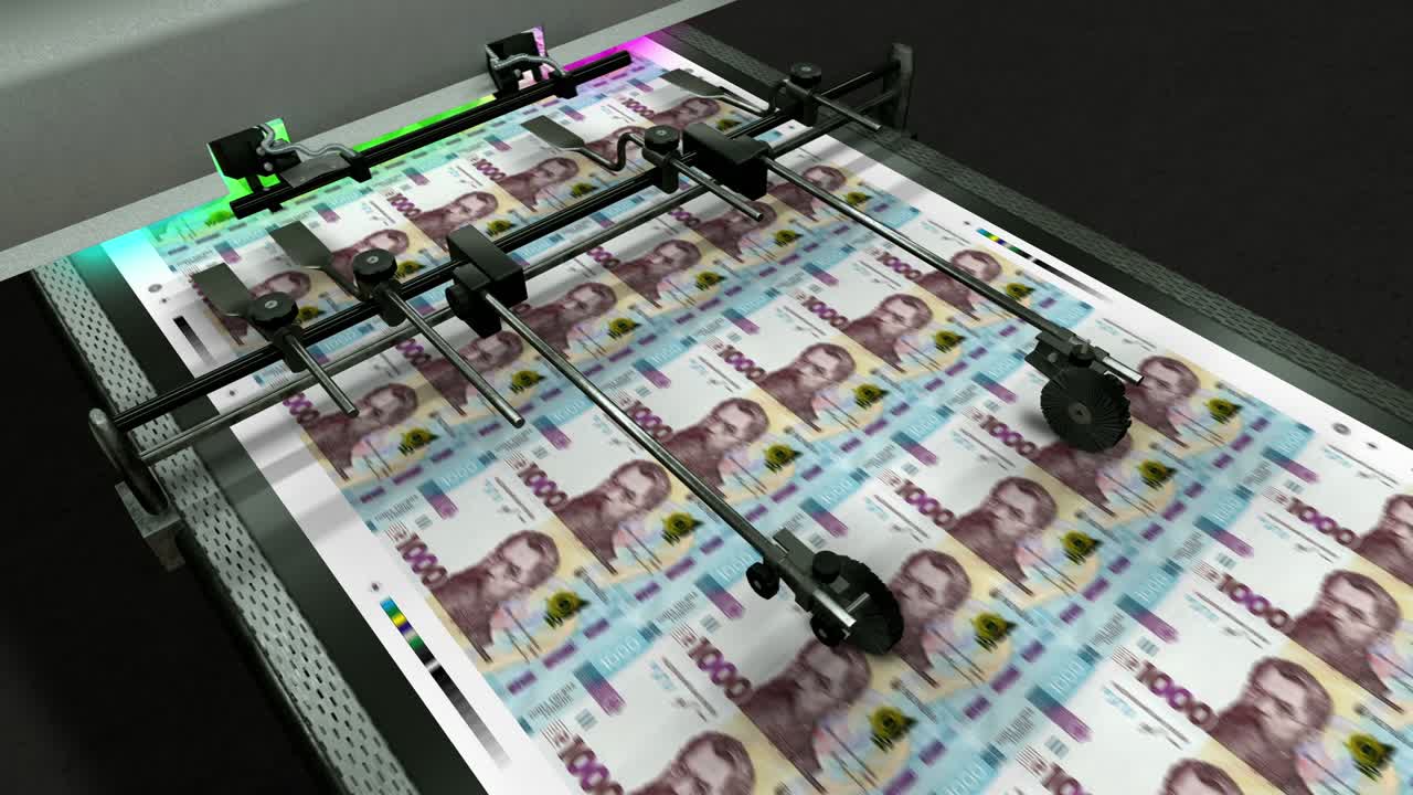 우크라이나 통화 - 1000 그리브니아 - 인쇄 돈 - 4k