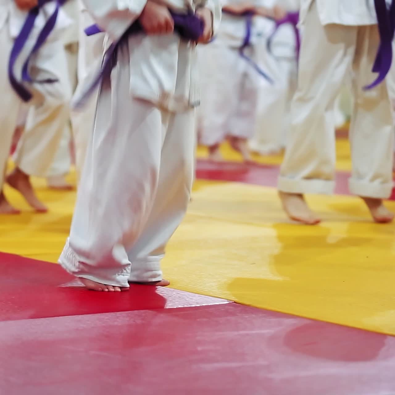 Boys training in sport hall