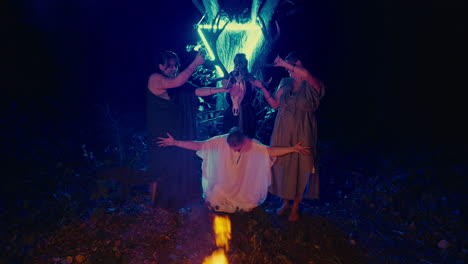 nighttime ritual in the forest