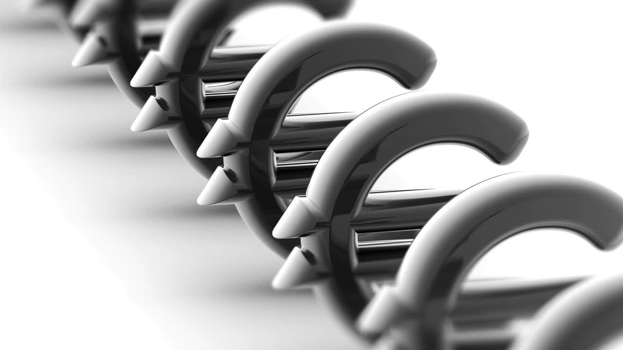 Euro icon. Looping footage has 4K resolution.