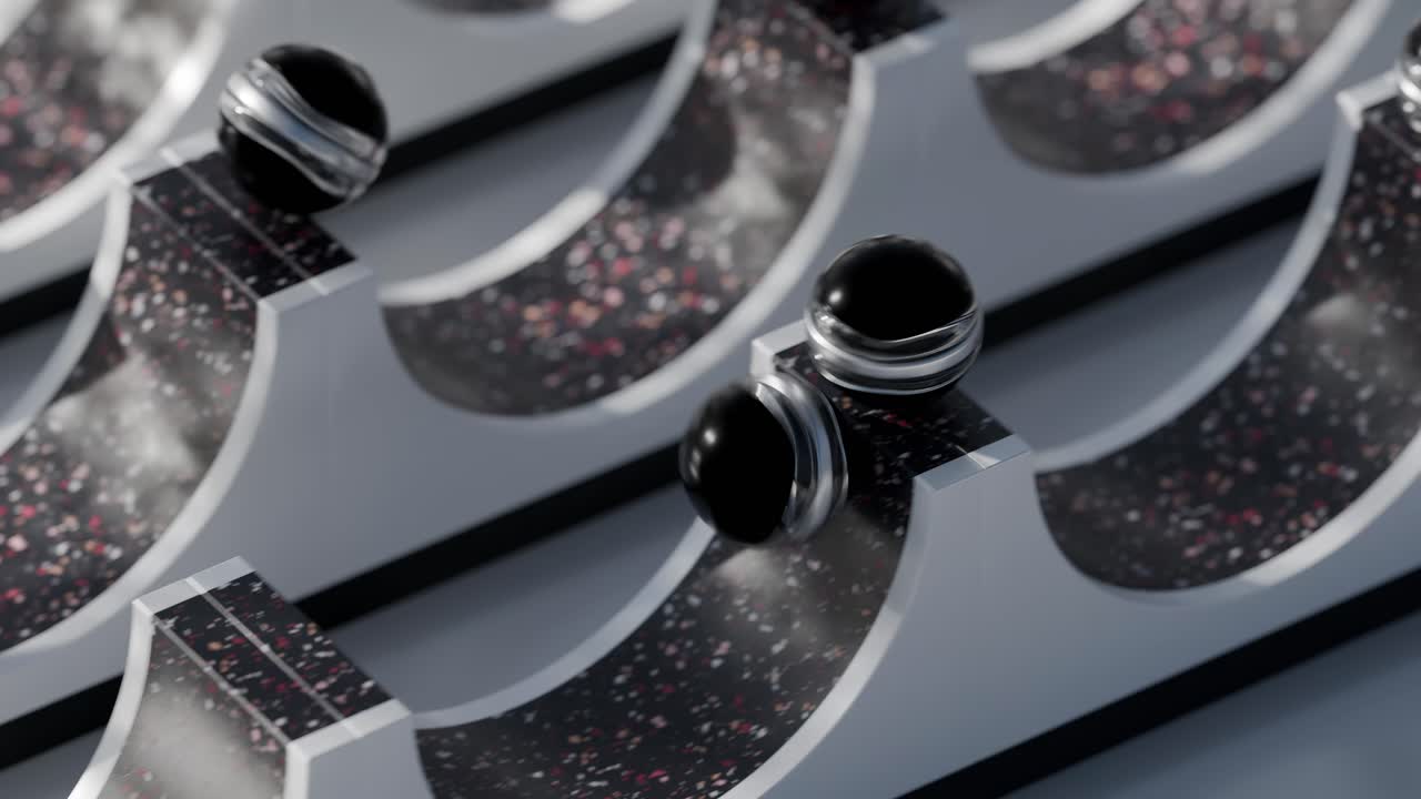 움직이는 구를 가진 추상적인 기하학적 디자인