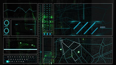 animación de la interfaz con el procesamiento de datos frente al primer plano de un servidor de computadora.