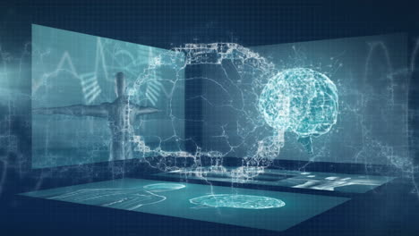 animation of data processing over digital brain