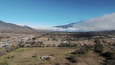 Aerial-view-of-the-cattle-town-of-Tafí-del-Valle,-dairy-producing-area