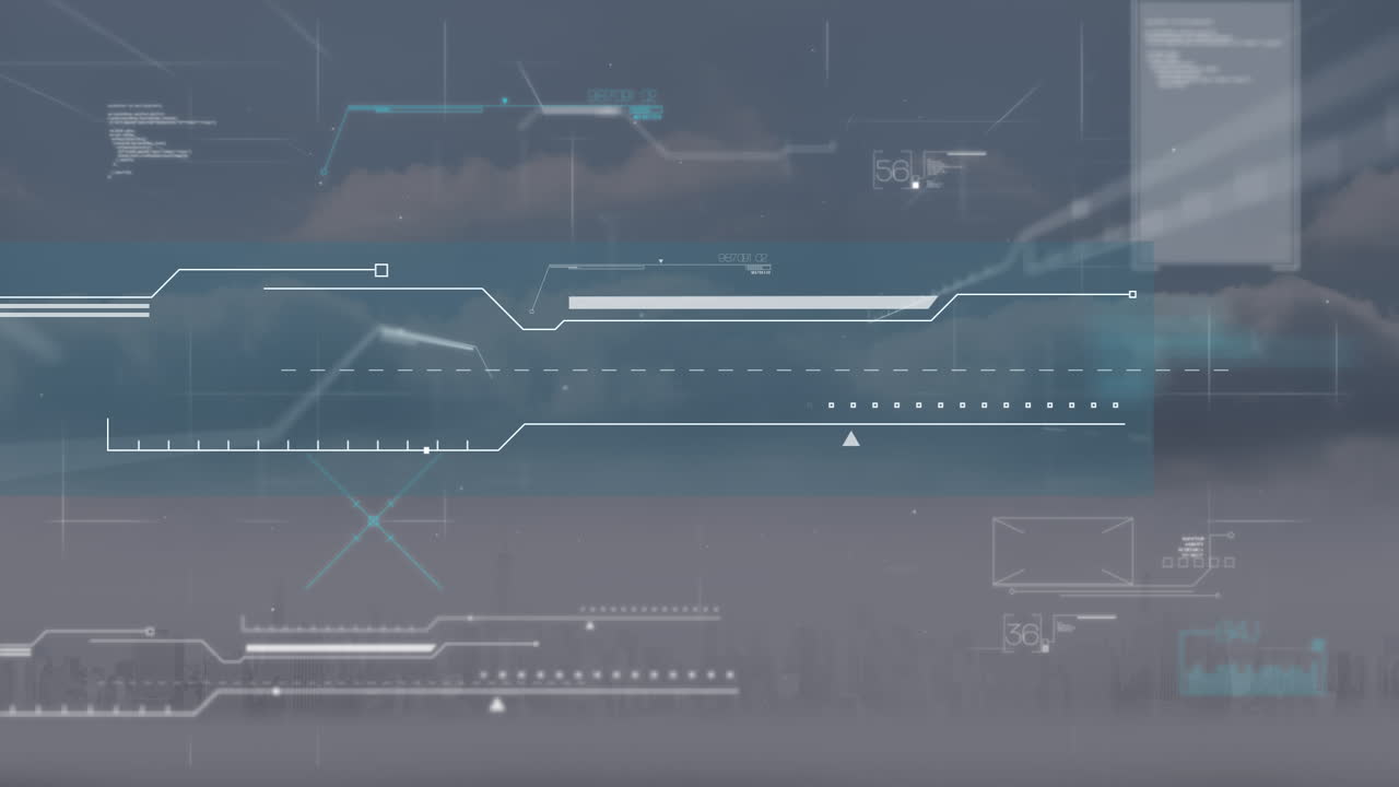 animación del procesamiento de datos sobre el paisaje urbano