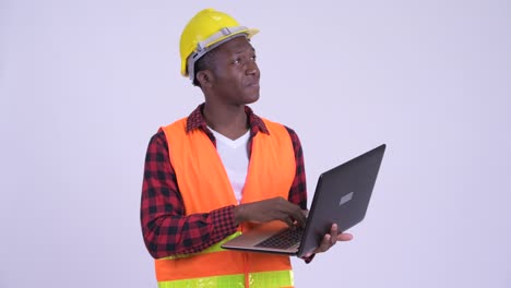 young handsome african man construction worker