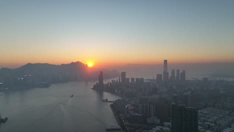 4k aerial view footage of hong kong city in sunset