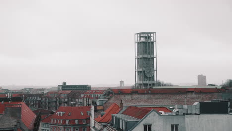 aarhus town hall view from salling view platform skyline winter cloudy