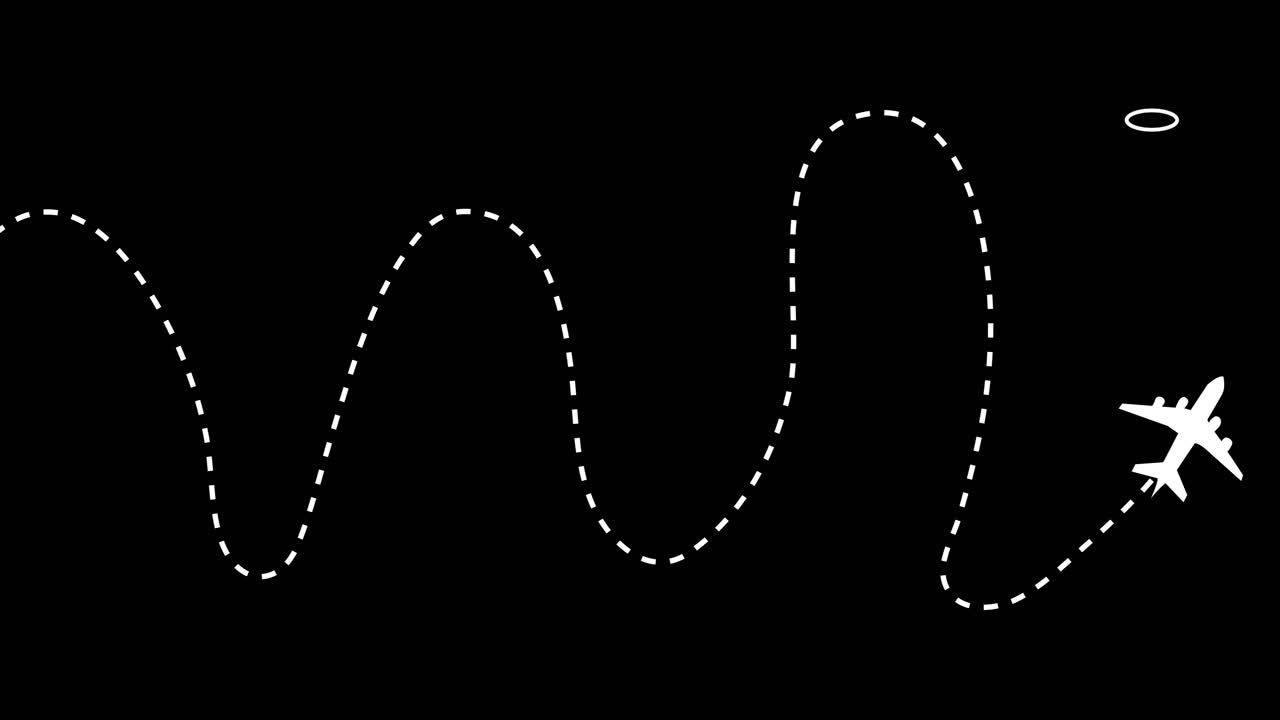 Animated Airplane Flying Along Dotted Travel Path