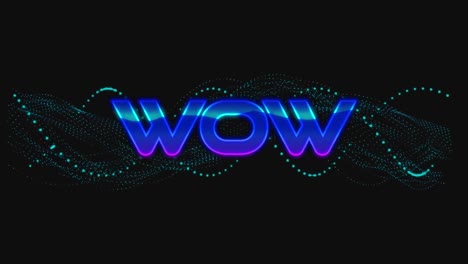 animación del texto wow sobre una red verde giratoria de conexiones