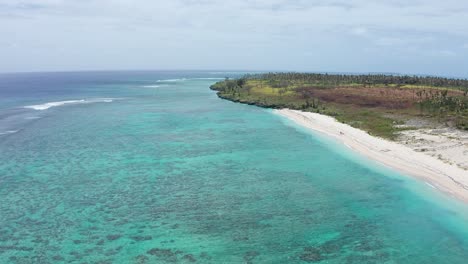 vista aérea, paisaje de la costa de las islas tropicales y arrecifes de coral, tonga, polinesia