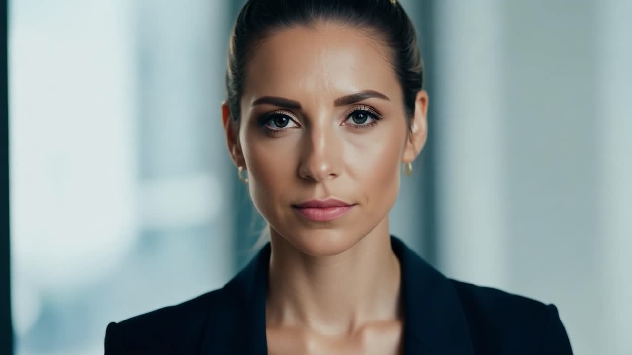Confident Businesswoman in Black Blazer