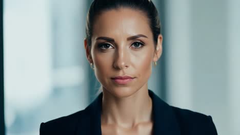 confident businesswoman in black blazer