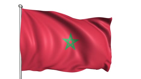 flag of morocco with fabric structure in the wind (alpha channel, loopable)