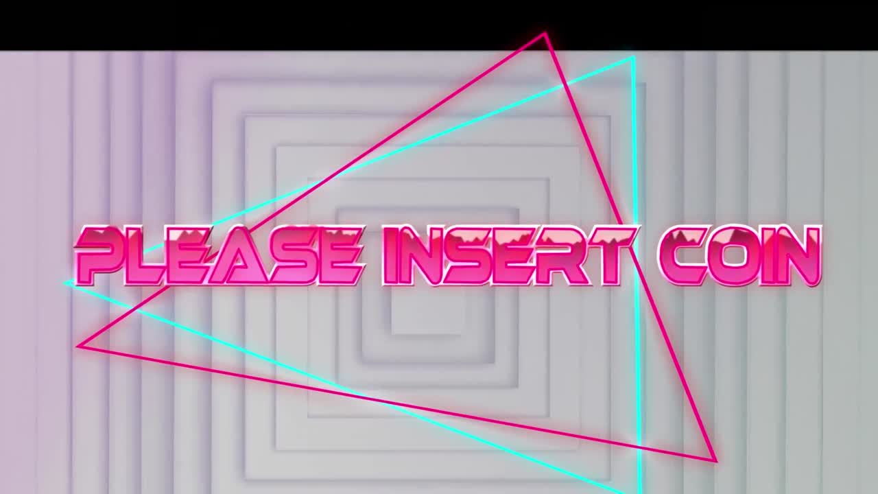 animación de por favor inserte texto de la moneda sobre fondo geométrico blanco