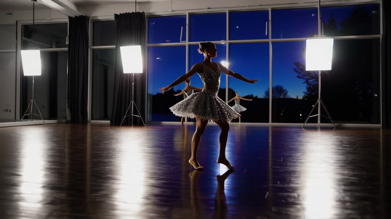 Ballet Dancers in a Studio at Night