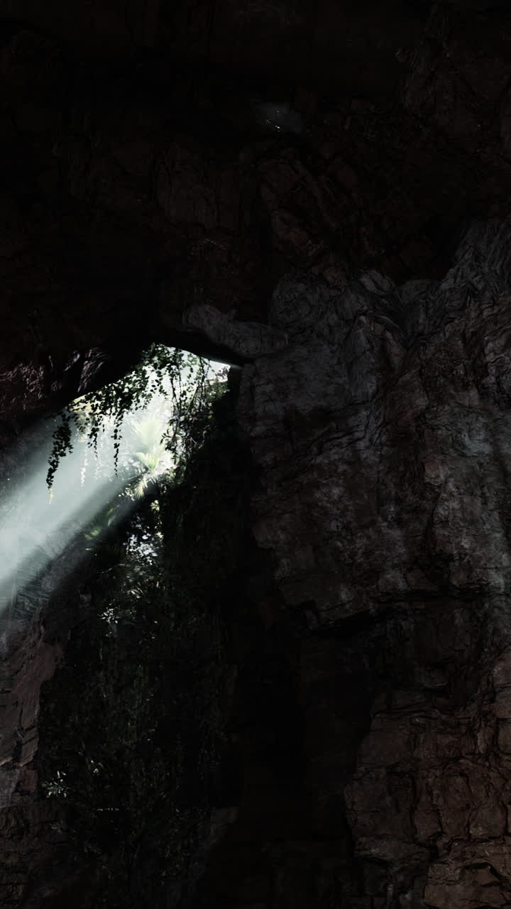 la luz del sol fluye a través de una abertura de la cueva
