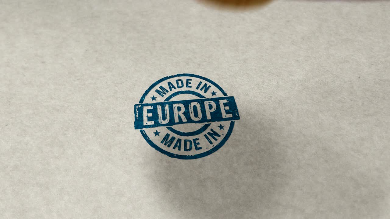 Made in Europe EU stamp and stamping loop animation