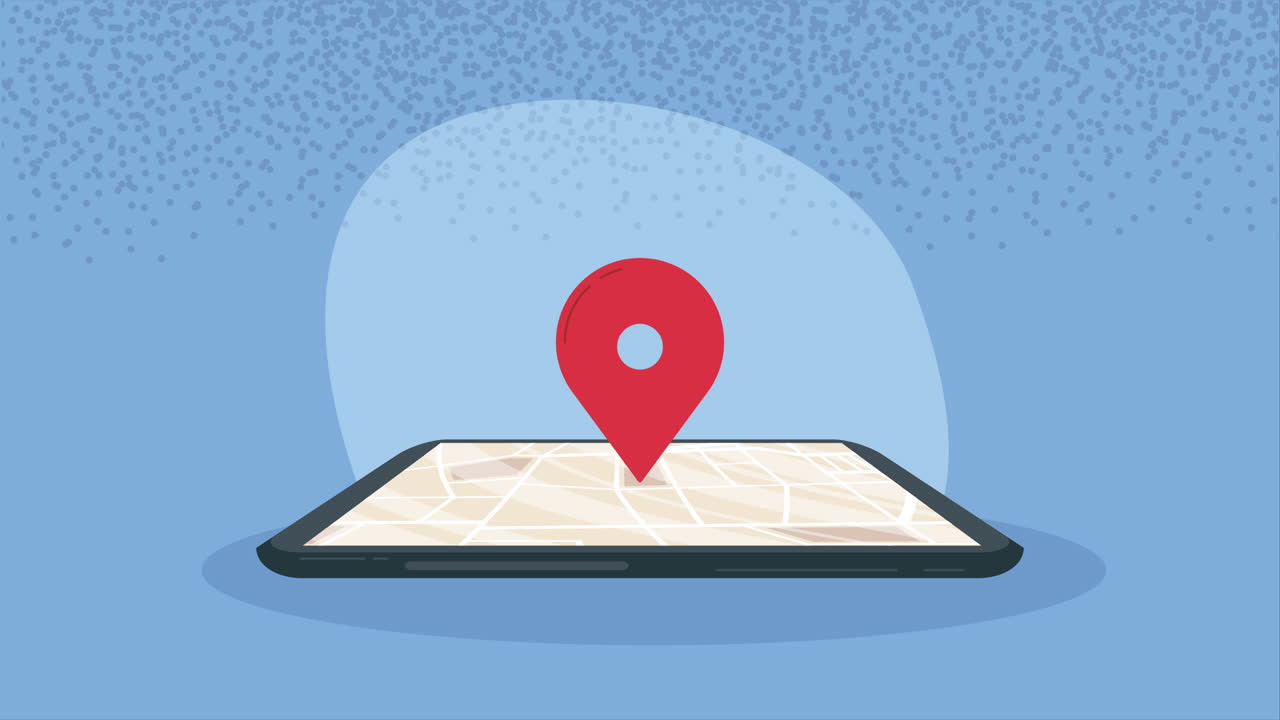 dispositivo de teléfono inteligente con animación de la aplicación gps