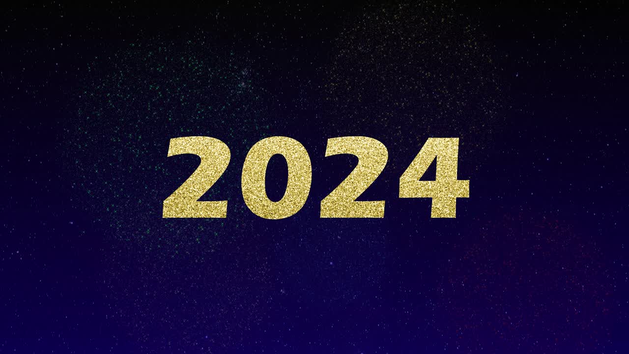 gráfico de movimiento 2024 con fuegos artificiales 4k
