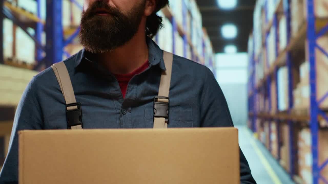 asesor de embalaje con cajas de mercancías en las manos