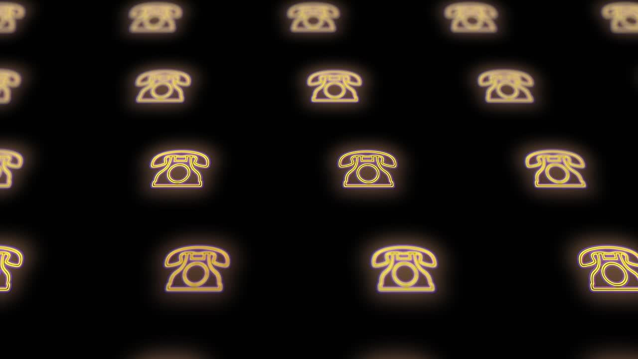 patrón de teléfonos retro amarillo neón en la noche