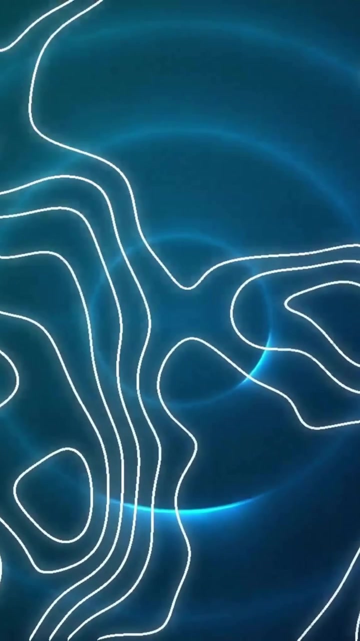 Animation of blue circles and white lines moving on black background